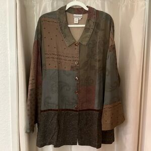 Coldwater Creek Earthy Tone Oversized Blouse